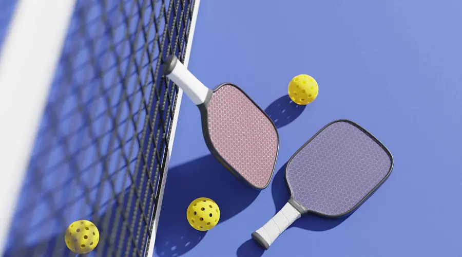 Pickleball paddle selection at Reno Tennis Center Pro Shop — mid-weight carbon fiber paddles for high altitude play