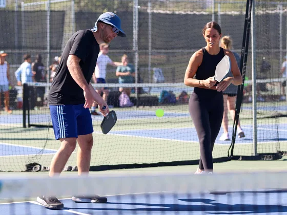Pickleball players at the Reno Tennis Center